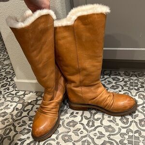 Anthropologie Naya Raptor leather boot with fur lining